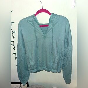 Cozy Olive Green Quarter-Zip Hoodie – Size L